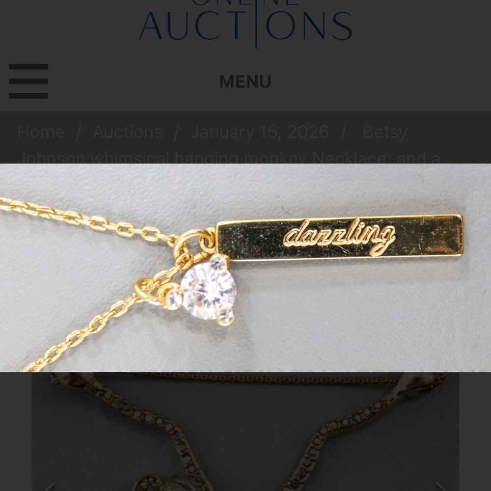 Kate Spade Gold Necklace with Crystal Charm